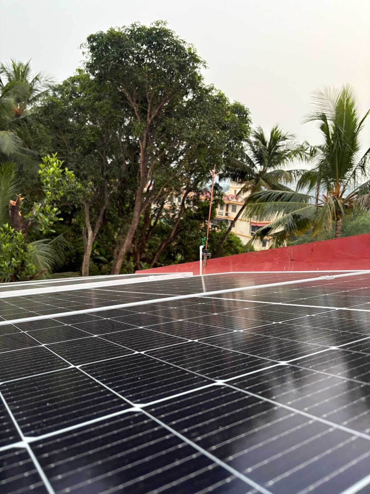 solar panel installation over a roof