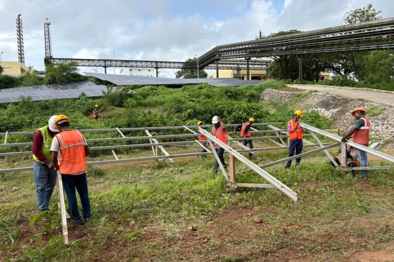 Suntelligent team working on solar panel installation